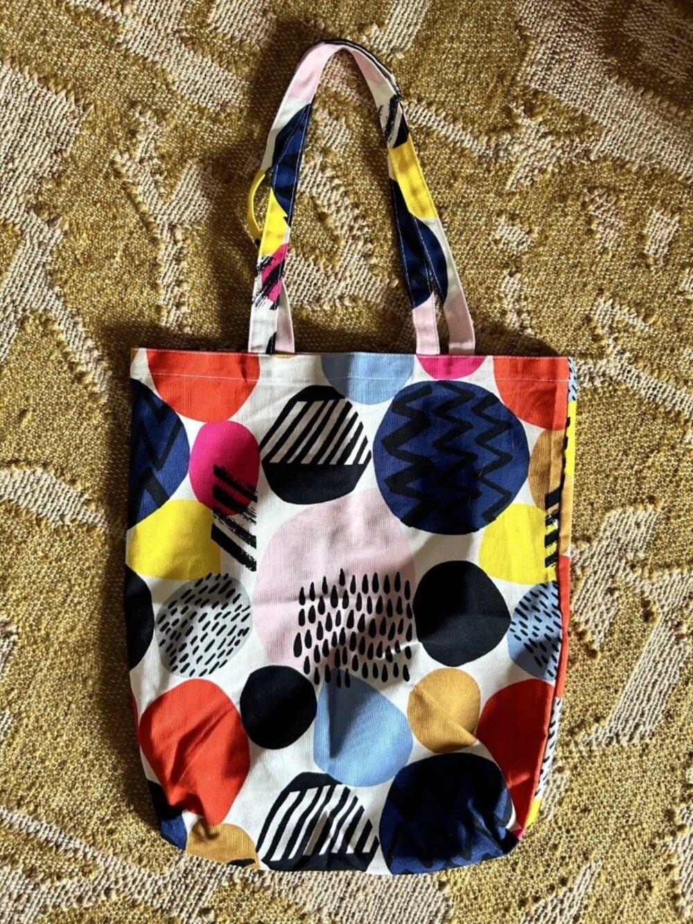 IKEA POTTFRILLA Multi-Colored Tote Bag Abstract Geometric Pattern 100% Cotton